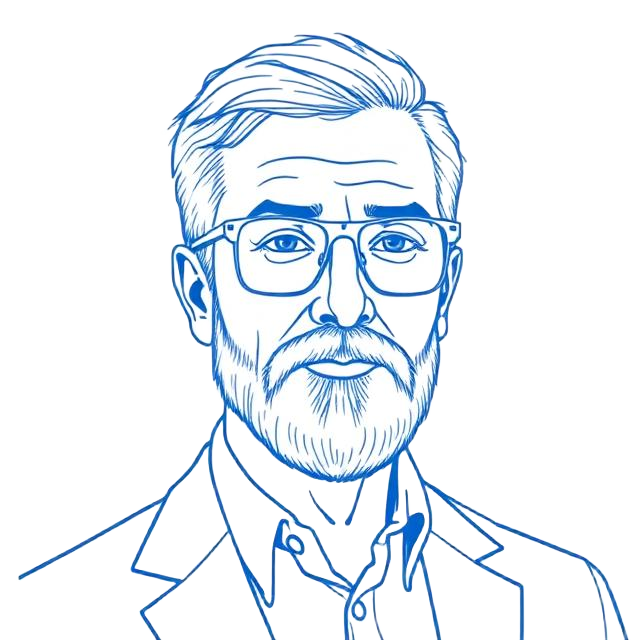 Line drawing portrait of Peter Prince, CMO at LettsCore